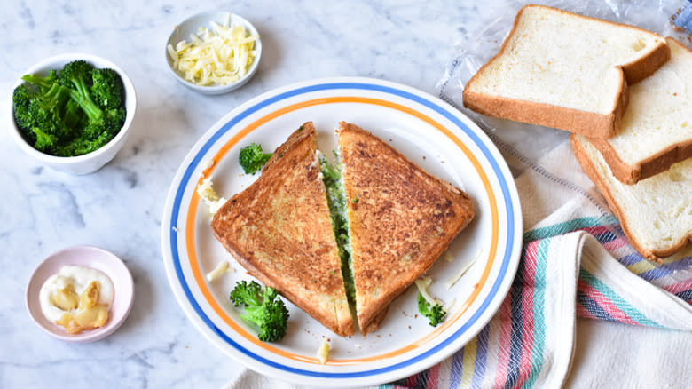 broccoli cheddar roasted garlic panini