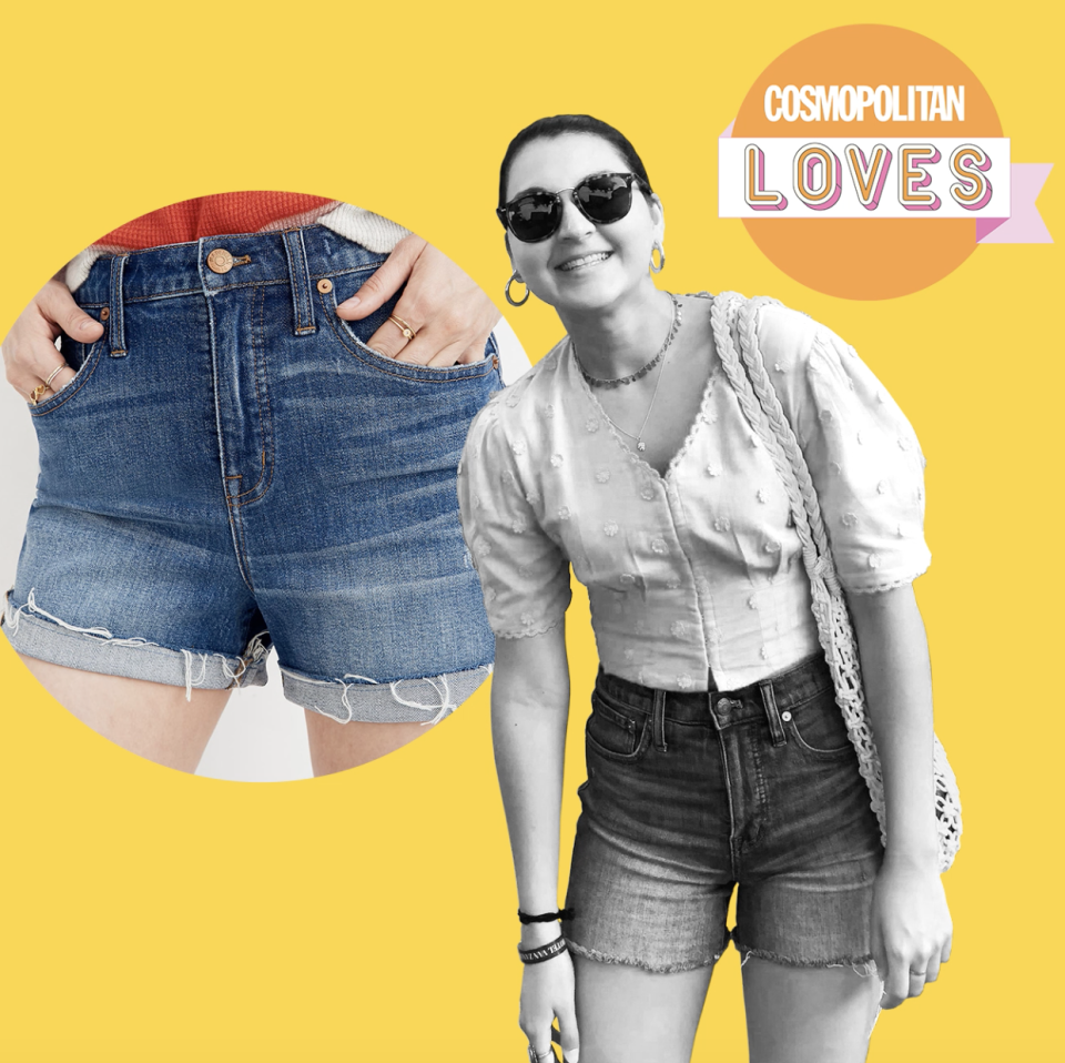 High Rise Cuffed Denim Shorts