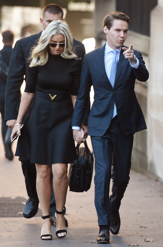 Roxy Jacenko and her husband Oliver Curtis on day one of the trial. Photo: AAP