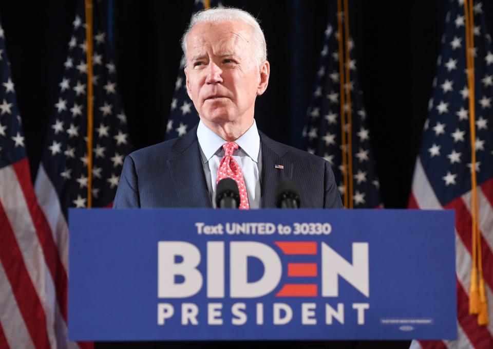 Former Vice President Joe Biden standing at podium