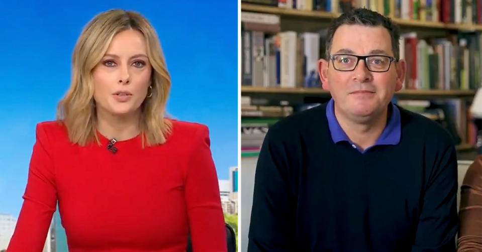 Today's Allison Langdon took a swipe at Victorian Premier Daniel Andrews, who shared a video about his back injury and returning to work. Photo: Nine/Twitter