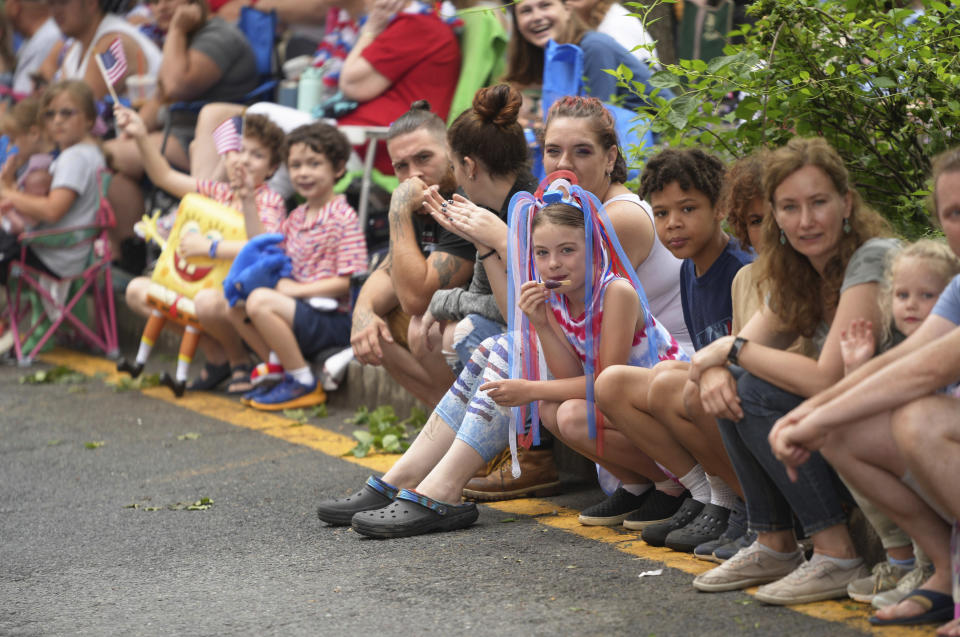 Thousands of people lined the streets for the Fourth of July Parade, Tuesday, July 4, 2023, in Pittsfield, Ma. (Ben Garver/The Berkshire Eagle via AP)