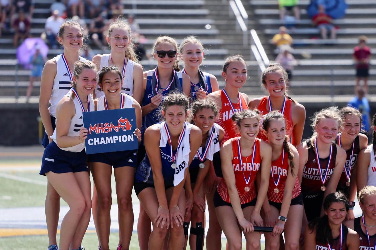 The Colts girls 4x800 team returns two of the four runners for last year's state champion team. (Pictured: Last year's state champion 4x800 team from Hillsdale Academy)