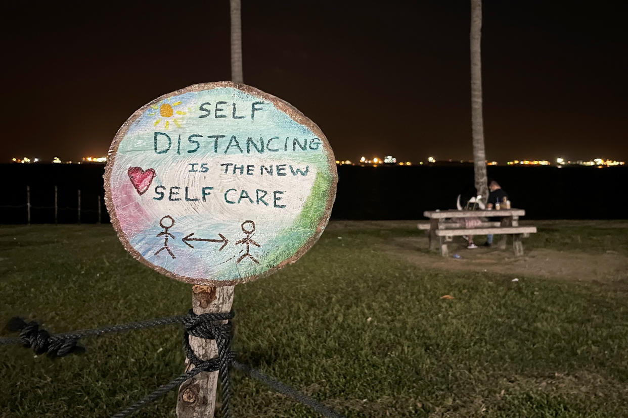 A sign seen along East Coast Park on 10 June. (PHOTO: Dhany Osman / Yahoo News Singapore)