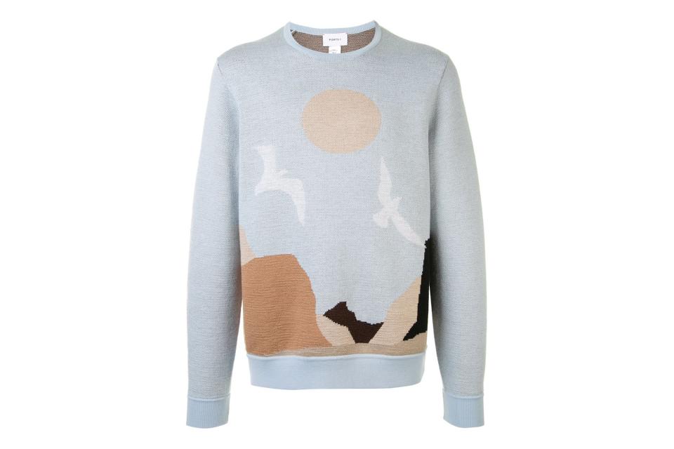 Ports V Long Sleeve Landscape Knitted Jumper