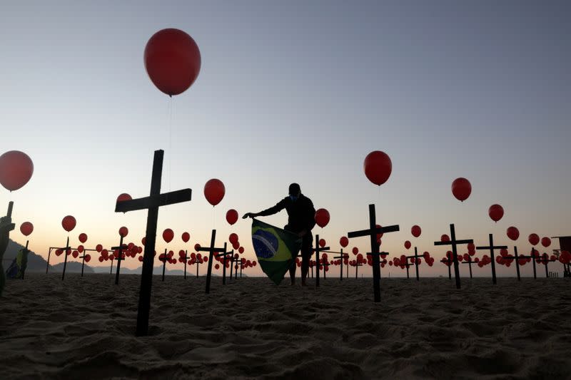 Tribute to the victims of the coronavirus disease (COVID-19) in Brazil, in Rio de Janeiro