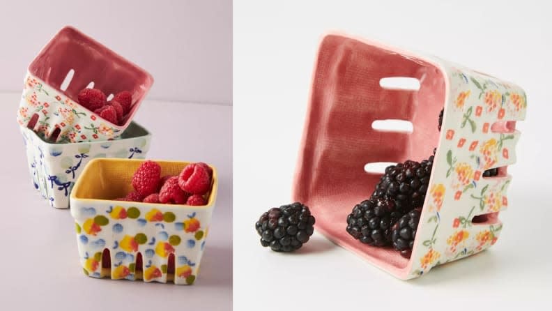 These ceramic baskets are shaped just like berry containers you'd get from a farm stand.