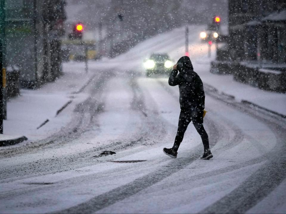 Snow has fallen in Northwich in Cheshire (Getty Images)