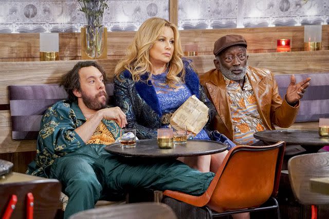 <p>Bill Inoshita/CBS via Getty </p> Oleg (Jonathan Kite), Sophie (Jennifer Coolidge) and Earl (Garrett Morris) on "2 Broke Girls"