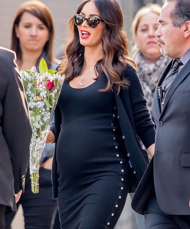 Megan recently showing off her baby bump. photo: Getty