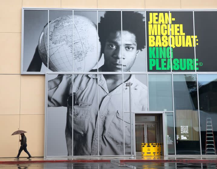 LOS ANGELES-CA-MARCH 22, 2023: "Jean-Michel Basquiat: King Pleasure" an ambitious exhibition, produced by the artist's sisters Lisane Basquiat and Jeanine Heriveaux, will open at The Grand LA in downtown Los Angeles on March 31. (Christina House / Los Angeles Times)