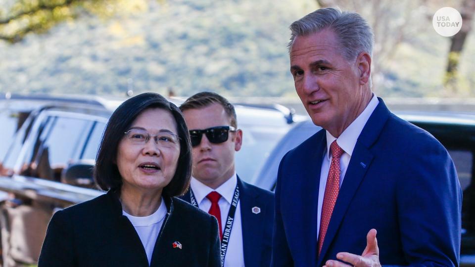 Taiwanese President Tsai Ing-wen meets with House Speaker Kevin McCarthy.