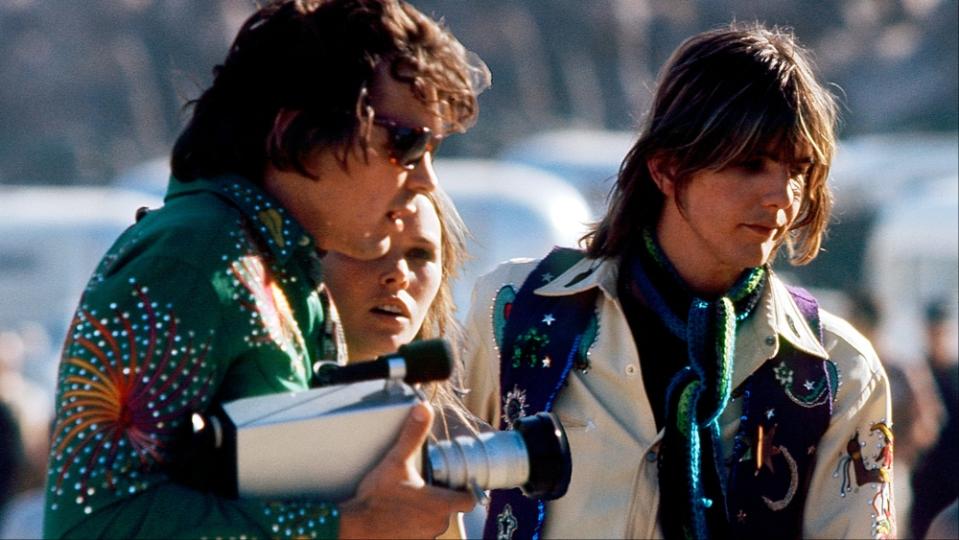 (L-R) Anthony Foutz, Michelle Phillips and Gram Parsons at the 1969 Giant Rock Space Convention