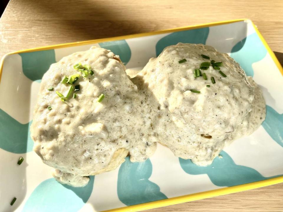 Biscuits and gravy from Biscuit Belly with goetta.