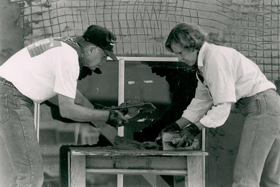 President and Mrs. Carter working with Habitat in Tijuana, Mexico, in 1990.