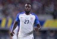 Jul 22, 2017; Arlington, TX, USA; United States forward Jozy Altidore (27) chases the ball during the second half of the game against Costa Rica at AT&T Stadium. Altidore scores a goal as The United States shut out Costa Rica 2-0. Mandatory Credit: Jerome Miron-USA TODAY Sports