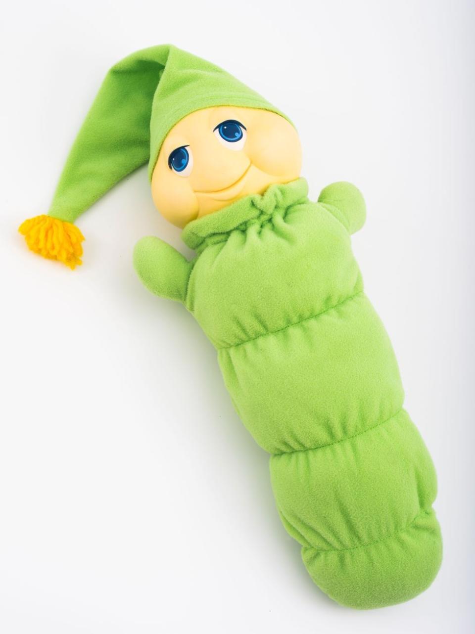 a green stuffed animal