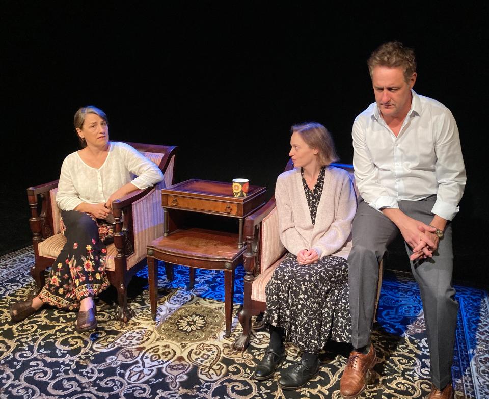 Left to right, Stacy Fischer, D'Arcy Dersham and Robert Kropf explore "The Thin Place" between life and death in this horror-drama onstage through Sept. 3 at Wellfleet Harbor Stage Company.