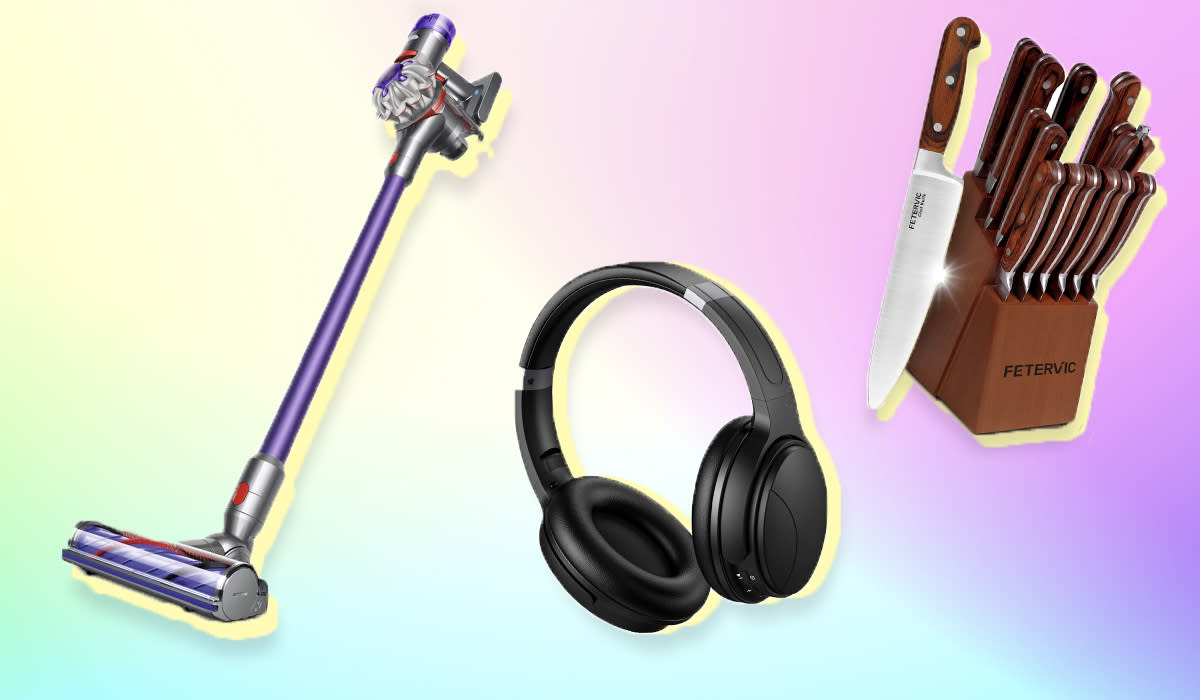 Dyson vacuum, headphones, knife set