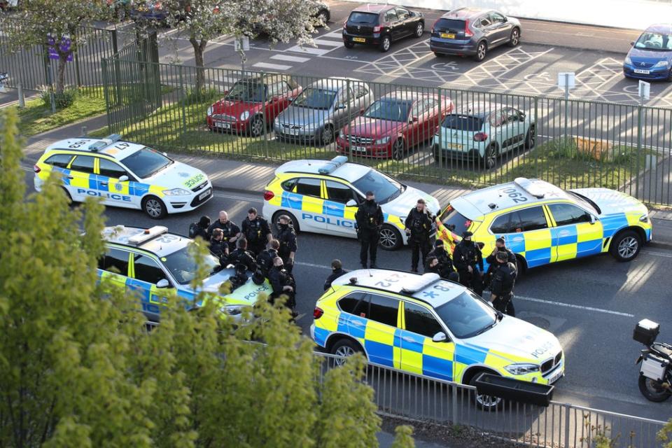 Armed police at Crawley College (Yui Mok/PA) (PA Wire)