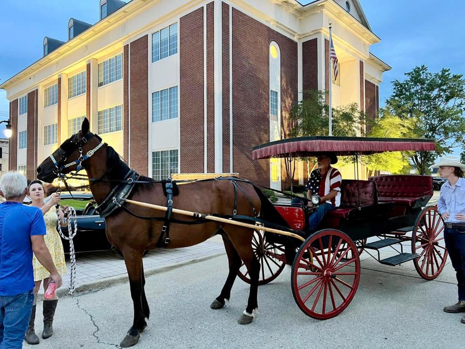 One of the carriages to be used by Historic Gadsden Carriage Tours made an appearance at First Friday on Sept. 1.