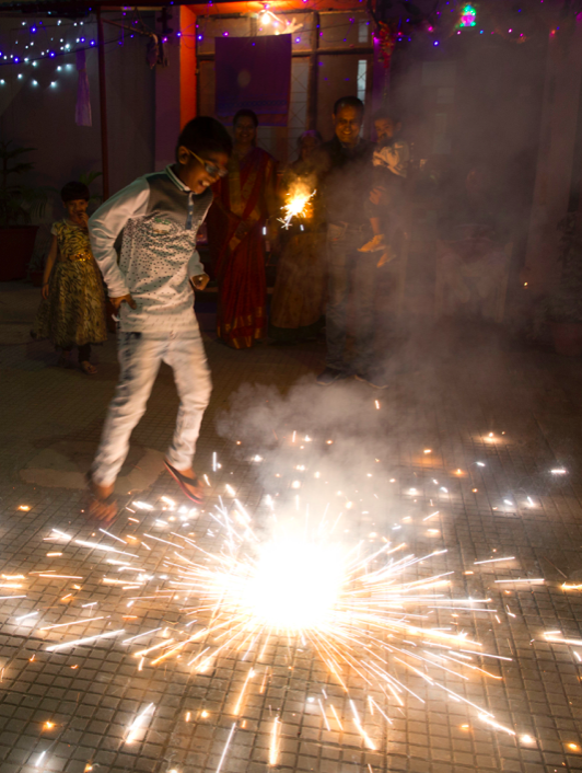 <em>Indians play with firecrackers to celebrate Diwali in Allahabad, India (AP)</em>