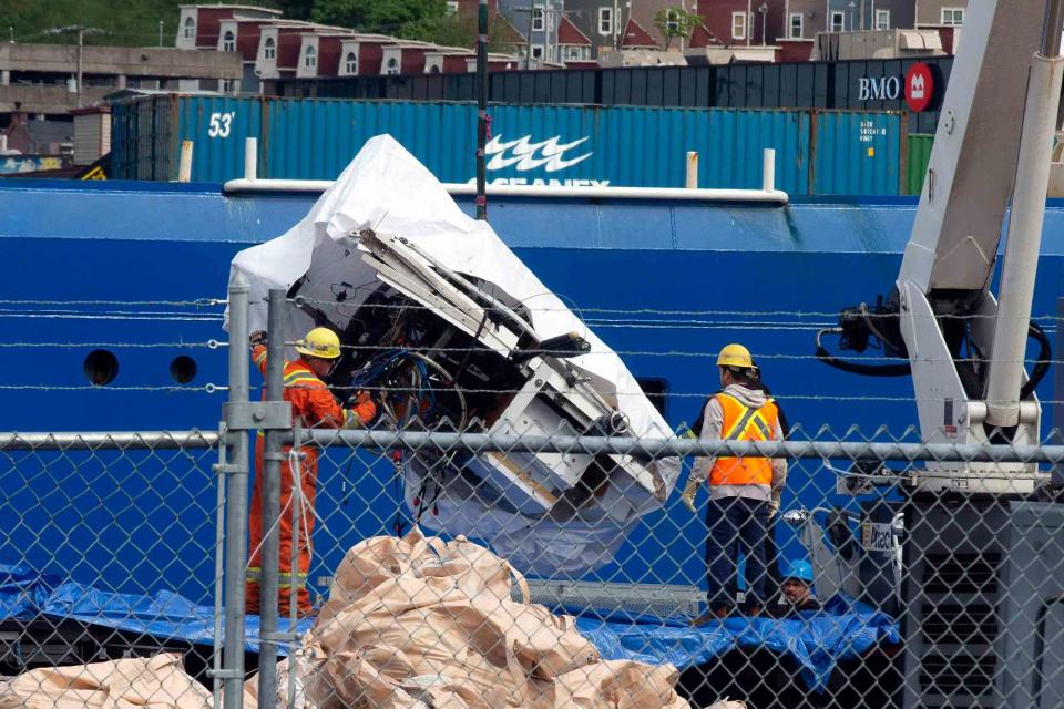 <p>Paul Daly/The Canadian Press via AP</p> Debris from the Titan submersible.