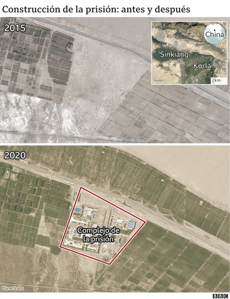 Mapa satelital del terreno donde se ha construido