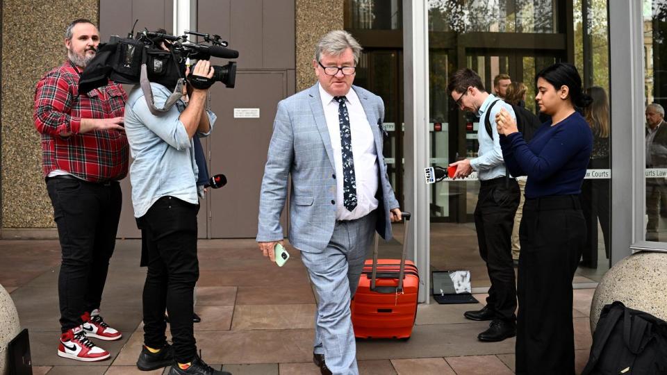 Journalist Stephen Barrett leaves the NSW Supreme Court