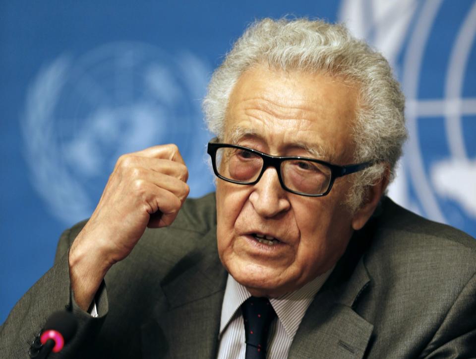 U.N.-Arab League envoy for Syria Lakhdar Brahimi speaks during a news conference at the U.N. headquarter in Geneva