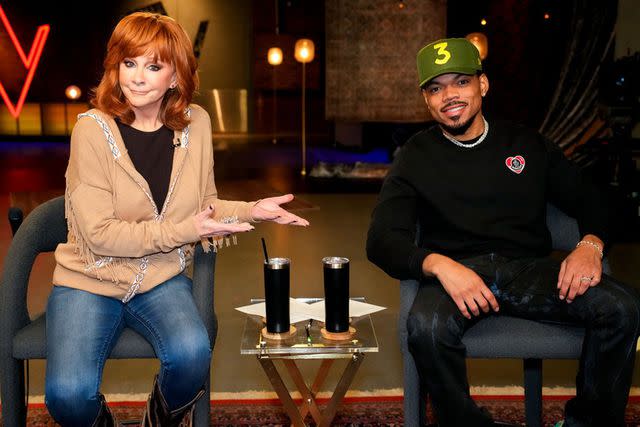 <p>Casey Durkin/NBC</p> Reba McEntire, Chance the Rapper