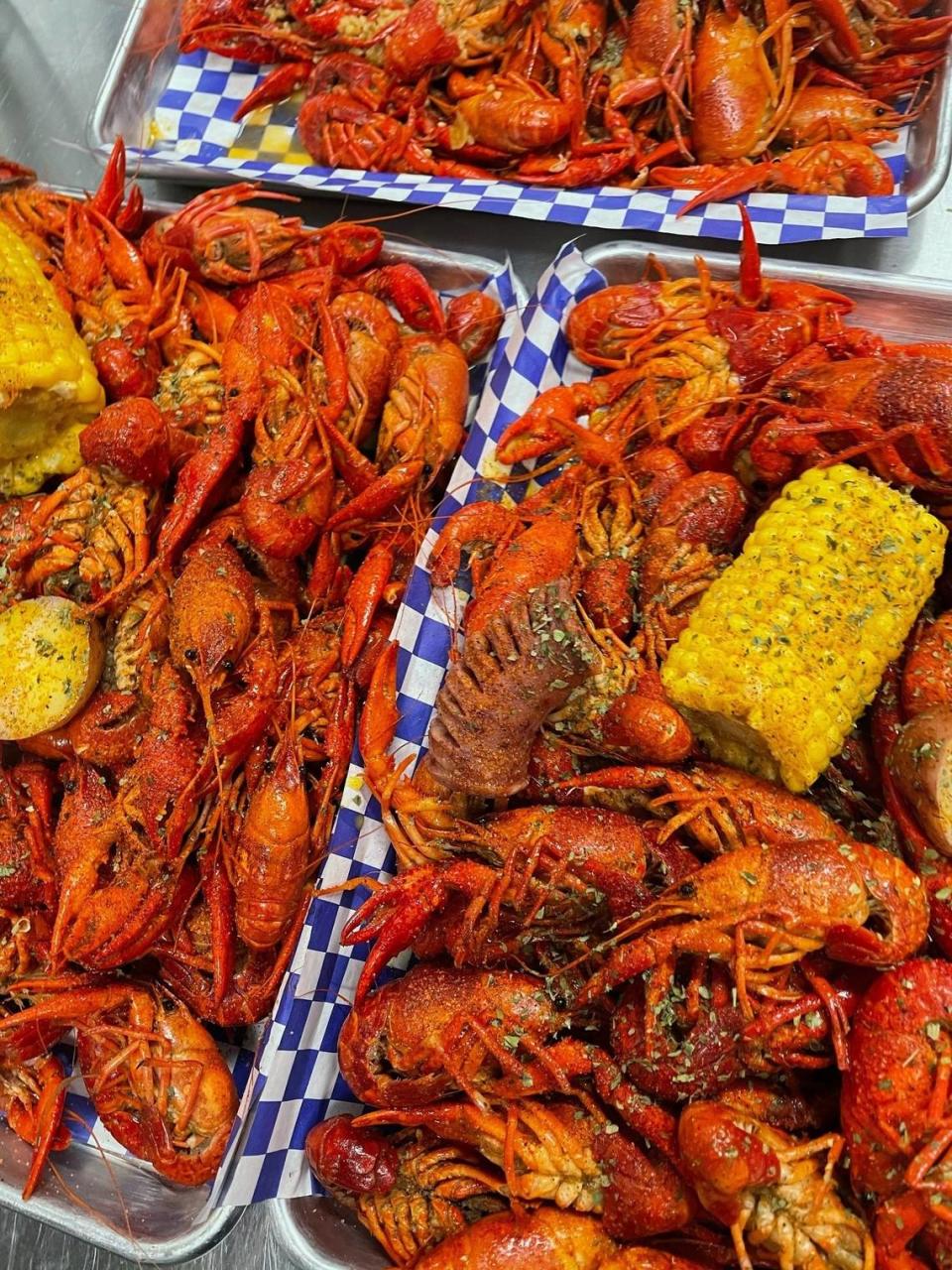 Crawfish platters at Noah’s Seafood & Noodles, which opened in Ocean Springs in January 2021. Proprietor Richard Trieu prefers to call the food Casian, for “Cajun and Asian” instead of Viet-Cajun, because he draws on influences from other Asian cuisines beyond Vietnamese food.