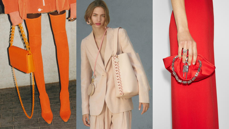 winter 2022-2023 trend of chain bags at Dion Lee, Stella McCartney, Givenchy