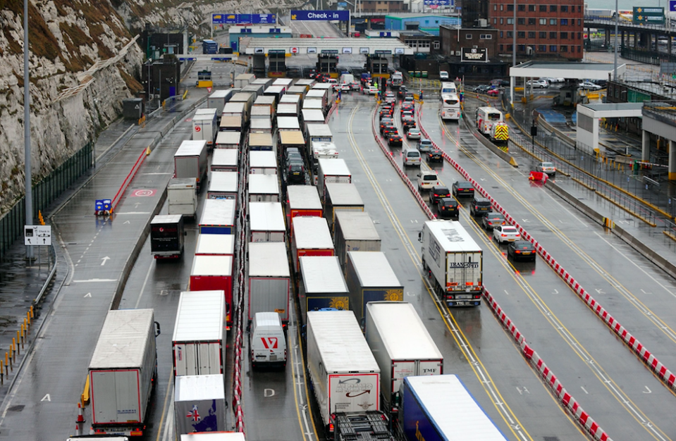 <em>A new plan will see a 13-mile stretch of the M20 turned into a temporary lorry park to ease congestion in parts of Kent (Rex)</em>