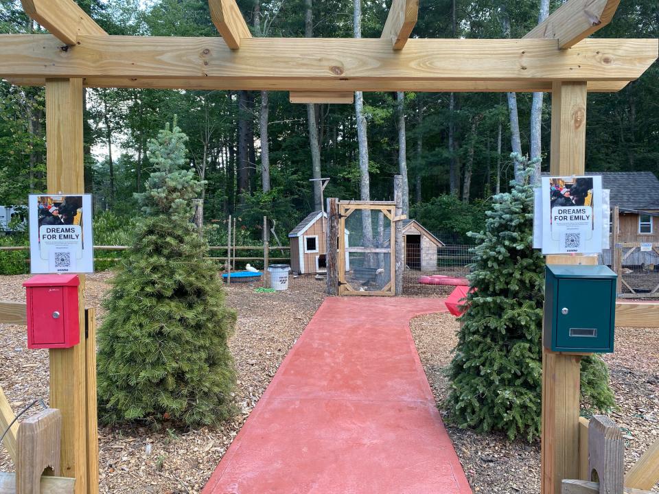 At Deep Pond Farm in Taunton, the concrete, handicapped-accessible path adjacent to the animal enclosures and seating area has been named "Emily's Path," in tribute to Emily Mae Santarpia, who died in January 2023 at the age of 13. Emily's parents said she loved going to the farm.