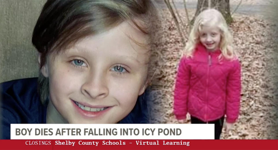 Benjamin Luckett (left) died trying to save his sister, Abigail (right), after she fell into an icy pond near Memphis, Tennessee.