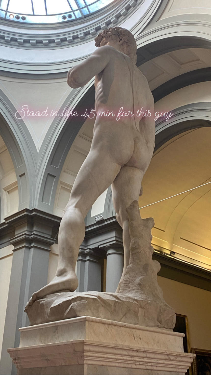 back view of Michelangelo's David statue