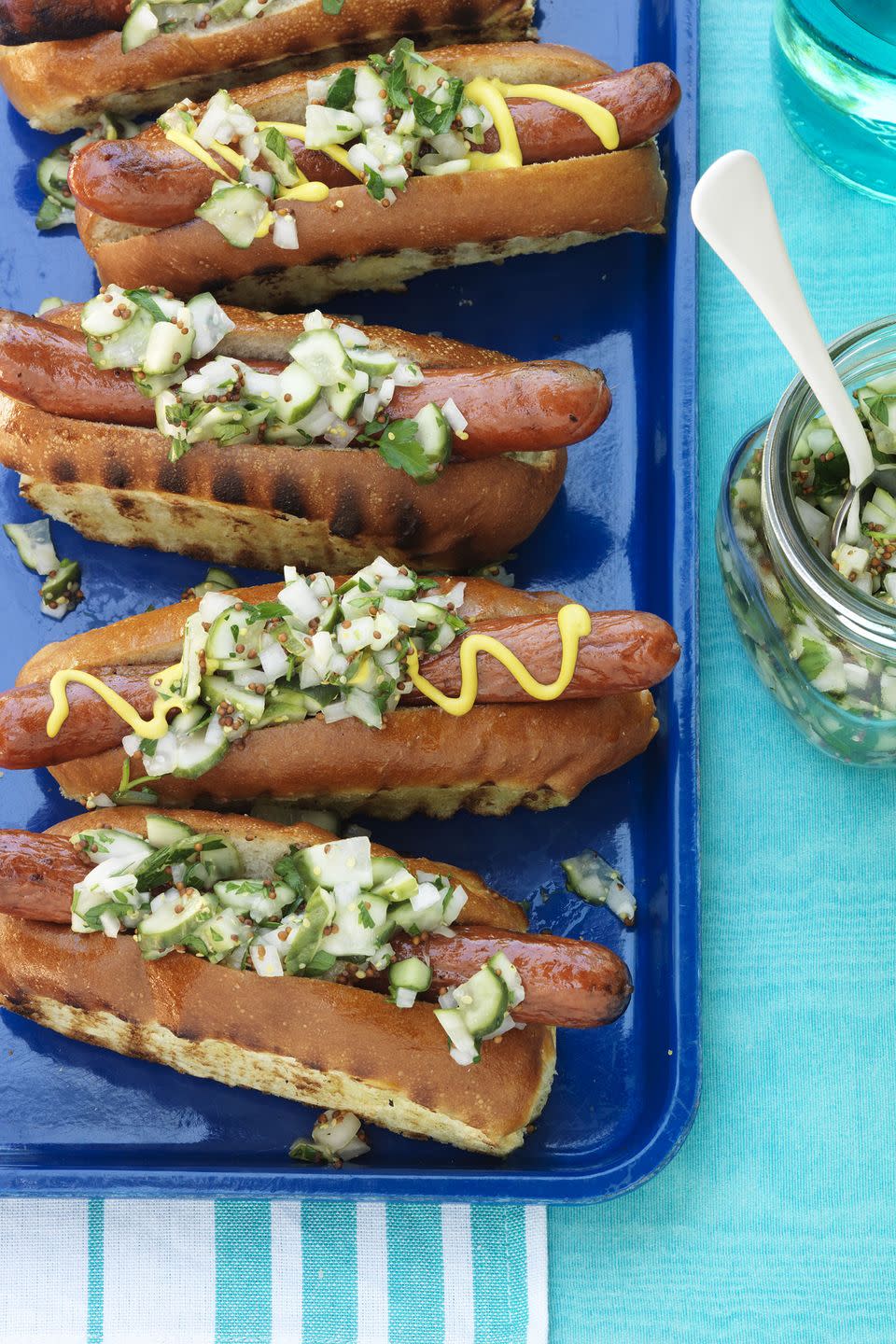 Hot Dogs with Pickle and Parsley Relish