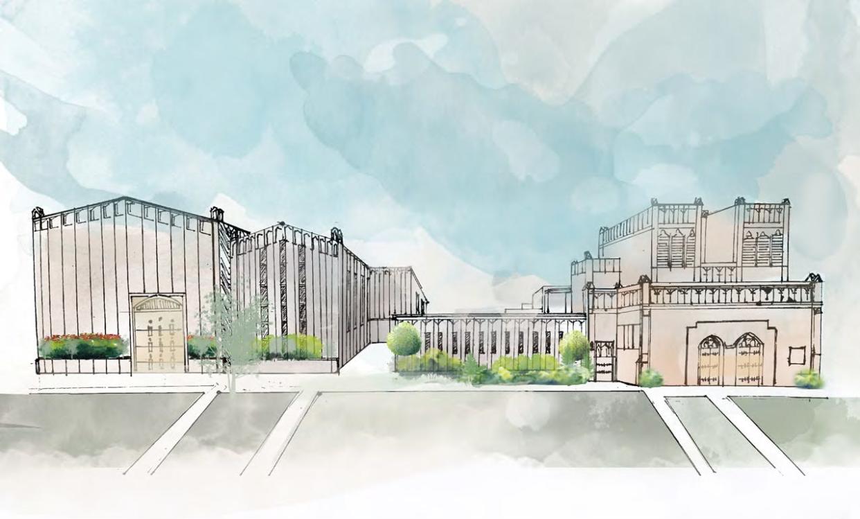 The architectural drawing included in the Buffalo Roam Studios proposal shows the 10,000-square-foot sound studio addition (left) that will match the rest of the building.