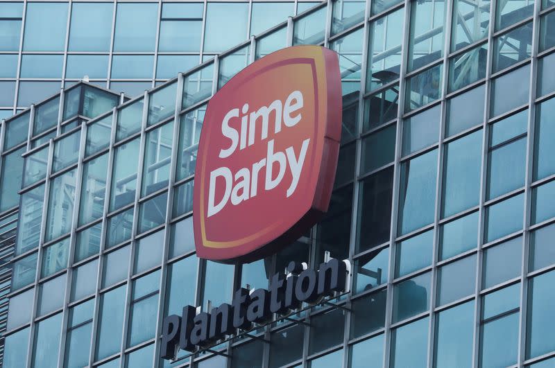 FILE PHOTO: Sime Darby Plantation's logo seen at its headquarters in Petaling Jaya