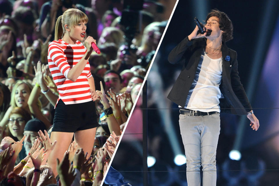 Taylor Swift and Harry Styles perform at the 2012 VMAs. (Getty Images)