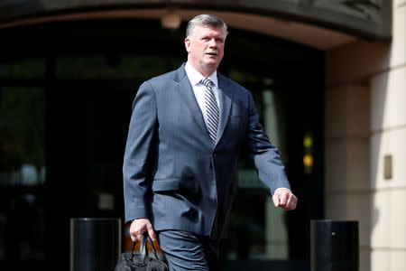 Defense attorney Kevin Downing leaves the U.S. District Courthouse as jury deliberations begin in former Trump campaign manager Paul Manafort's trial on bank and tax fraud charges stemming from Special Counsel Robert Mueller's investigation of Russia's role in the 2016 U.S. presidential election, in Alexandria, Virginia, U.S., August 16, 2018. REUTERS/Chris Wattie