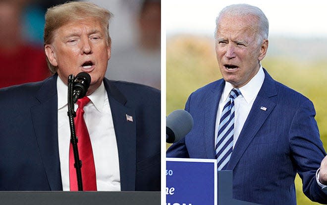 Former President Donald Trump, left, and President President Joe Biden.