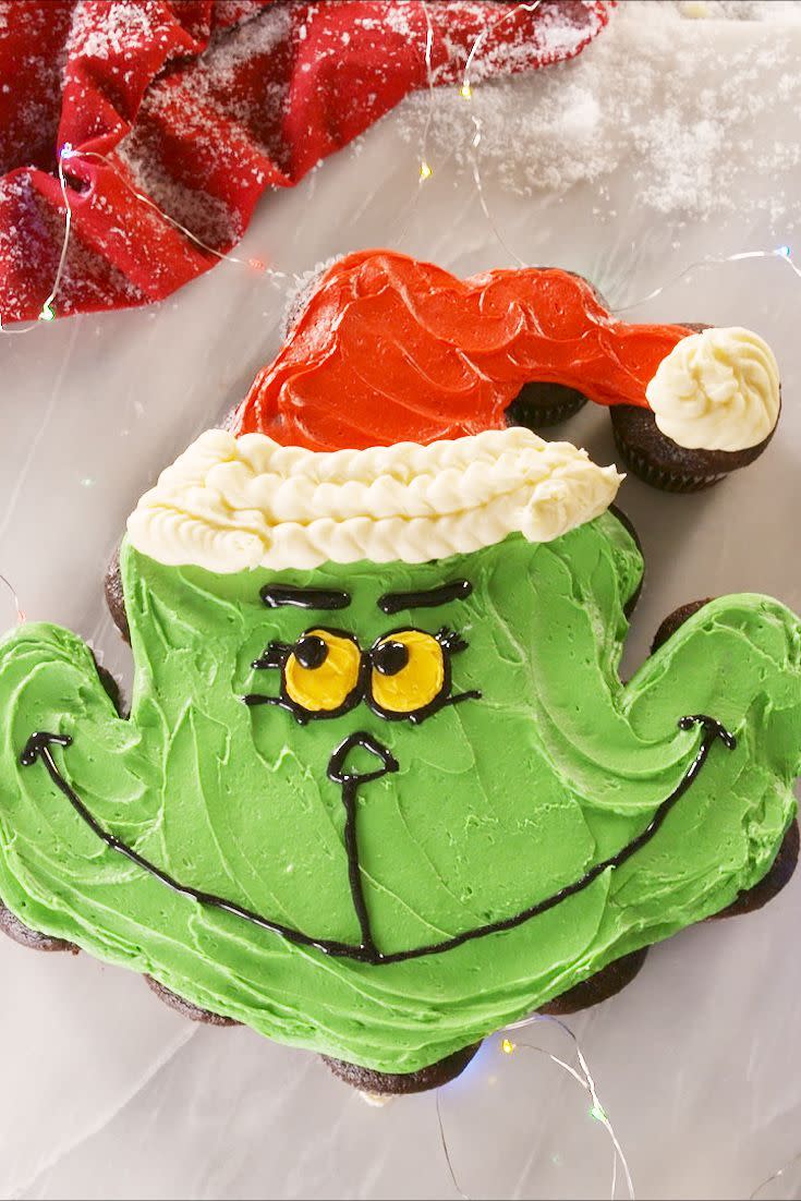 <p>Will be the highlight of any Christmas party, natch.</p><p>Get the recipe from <a href="https://www.delish.com/cooking/recipe-ideas/a24677813/grinchy-pull-apart-cupcakes-recipe/" rel="nofollow noopener" target="_blank" data-ylk="slk:Delish" class="link rapid-noclick-resp">Delish</a>. </p>