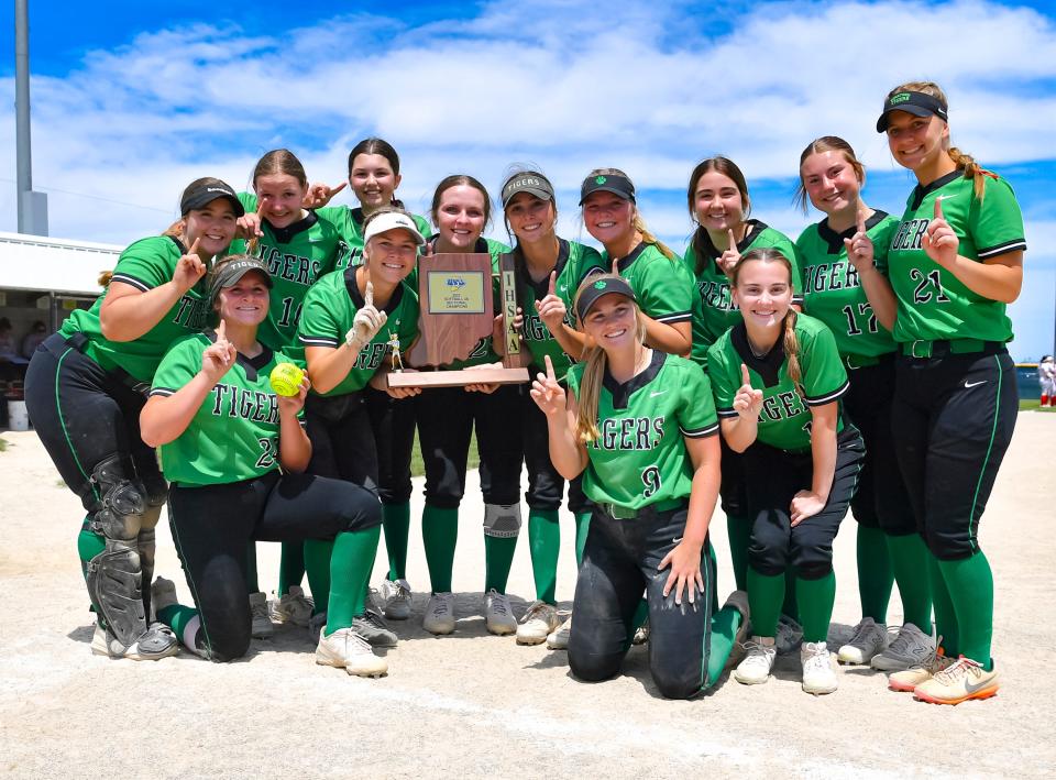 Yorktown softball topped Mississinewa 4-3 to win the IHSAA Class 3A Delta sectional championship on Saturday, May 27, 2023.