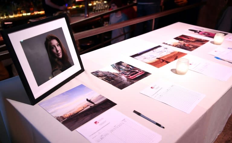 A picture of murdered Swedish journalist Kim Wall was on display at the inaugural grant ceremony for her memorial fund in New York City last month