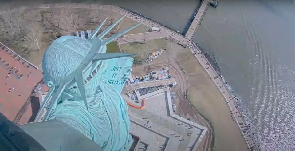 EarthCam footage shows the Statue of Liberty during the historic 4.8 magnitude earthquake. YouTube/EarthCam