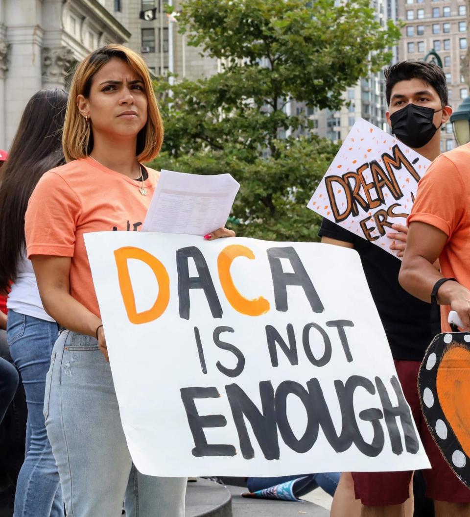 Eva Santos Veloz 32, who has lived in the Bronx, N.Y., since arriving in the U.S. from the Dominican Republic at the age of 9. She works as an organizer with United We Dream and is a DACA recipient.