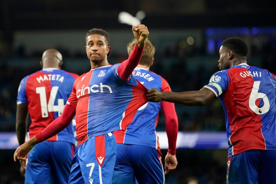 Late drama: Olise scored from the spot for Palace (AP)