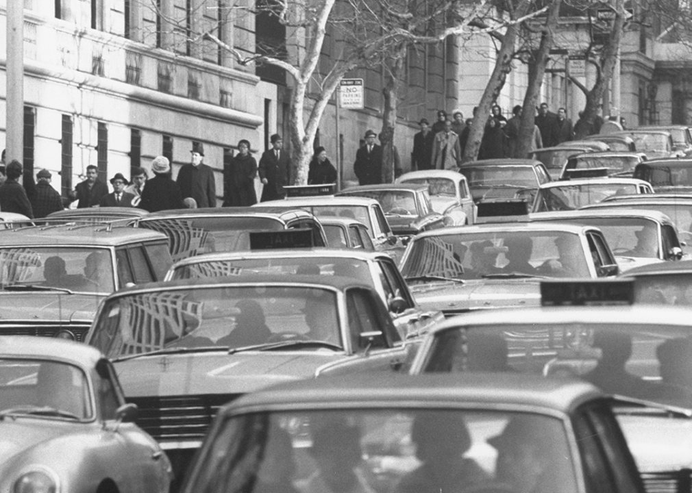 Traffic in New York City during a transit strike.